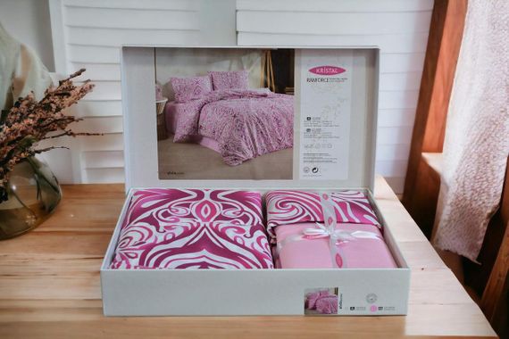 Комплект постільної білизни Kristal Ranforse 200×220 см Elvin Pembe | Зображення 1