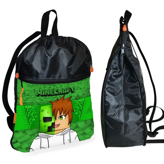 Рюкзак-мешок для обуви,спортивной формы Майнкрафт "Minecraft" детская сумка для сменки с расширителем (01268)