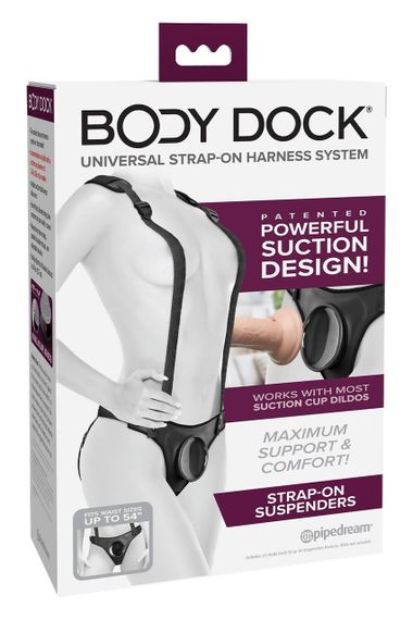 Трусики для страпону Pipedream Body Dock з підтяжками, чорні Sex Aura | Зображення 5