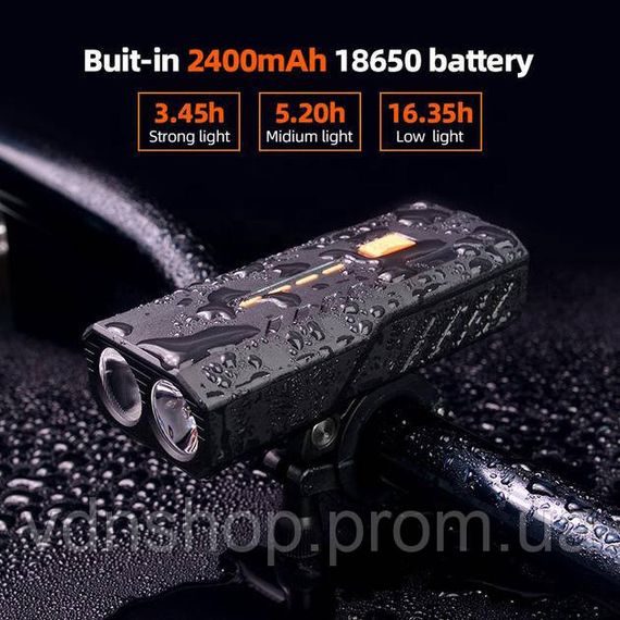 Фара для велосипеда з зарядкою, Ліхтарик для велосипеда, Перезаряджаємий велосипедний ліхтар MO-18 | Зображення 4