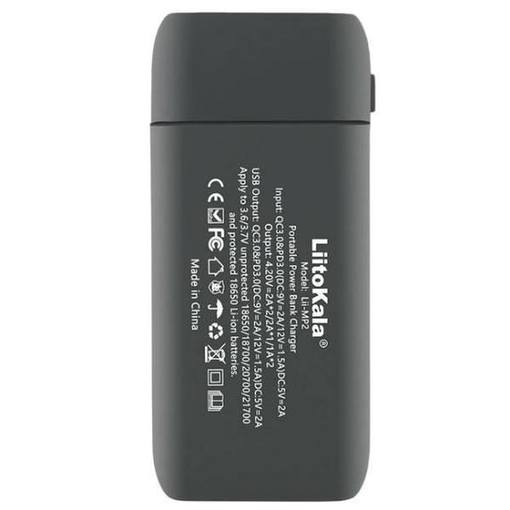 Зарядний пристрій + POWER BANK на 2 акумулятори 18650/21700 з функцією швидкого заряджання LiitoKala Lii-MP2