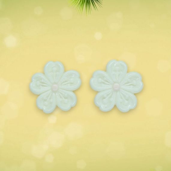 Дитячі сережки-кліпси Квітка Гербера біла з рожевою тичинкою - Без проколювання вуха, 2 см