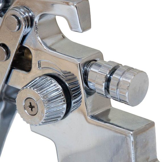 Фарборозпилювач хромований Sigma HVLP 1.3+1.8 мм з верхнім баком 600 мл (6812151) | Зображення 2