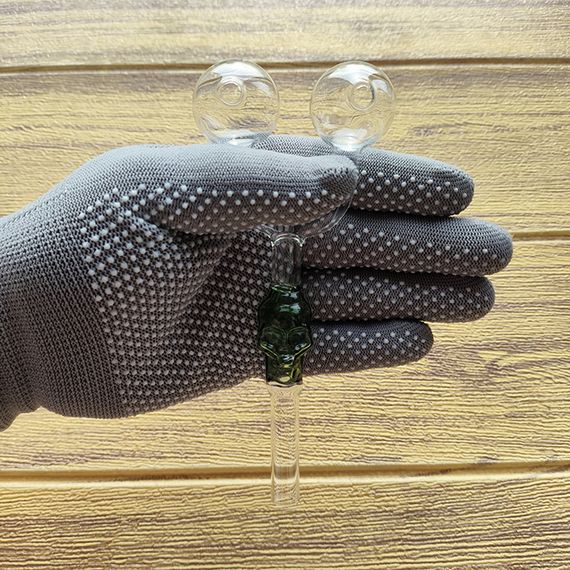 Стеклянная трубка Skull Double Oil Green | Зображення 2