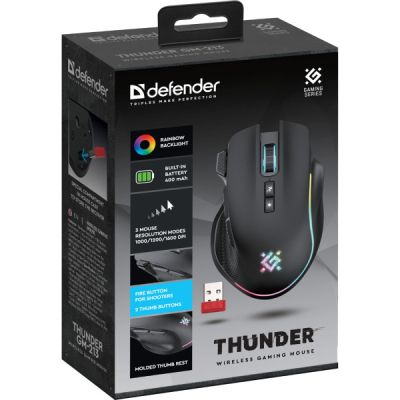 Мышка Defender Thunder GM-213 LED Wireless Black (52213) | Зображення 5