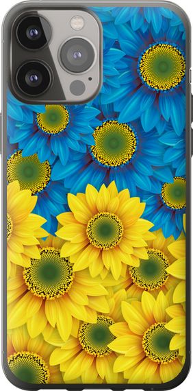 Чехол на iPhone 13 Pro Max Жёлто-голубые цветы "1048u-2371-17620"