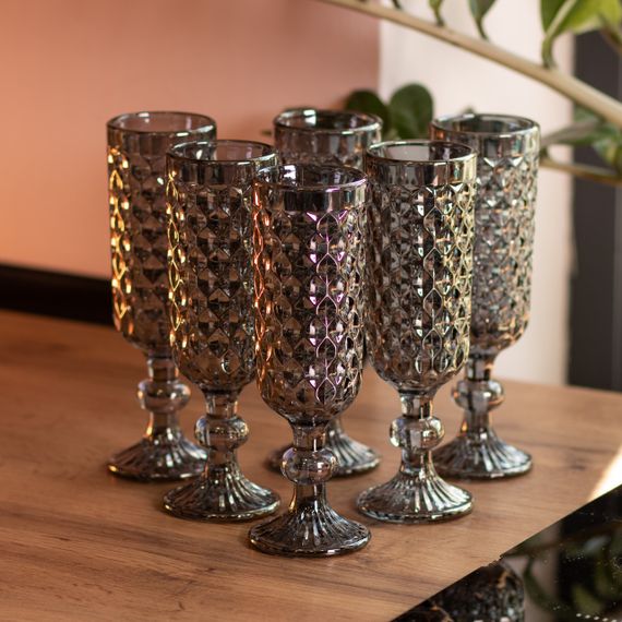 Набір келихів для шампанського 6 штук по 160 (мл) Сірий HP-19-115 | Зображення 3