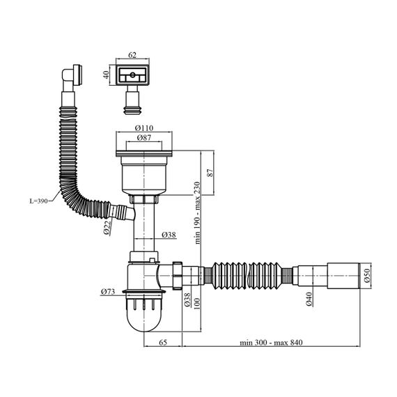 Сифон для кухонної мийки Kroner KRP Siphon - 021 3 1/2"х50/40 мм | Зображення 1