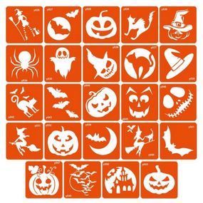 Набор трафаретов для био-тату "Хэллоуин" halloween-simple 6 x 6 см 24 шт