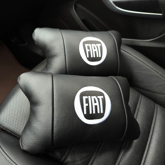 Набір подушок Fiat з натуральної шкіри + вишивка логотипу та шкіряний брелок у подарунок | Зображення 4