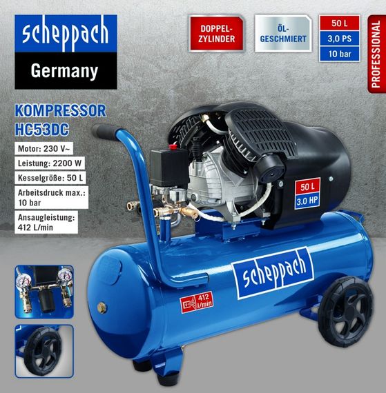 Компрессор высокого давления Scheppach HC53DC (50 л) | Зображення 6