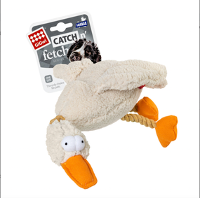 Іграшка для собак Качка з пищалкою GiGwi Catch & fetch, текстиль, мотузка, 36 см