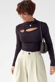 Трикотажний однотонний лонг із переплетом - баклажан цвет, ONE SIZE (є розміри)