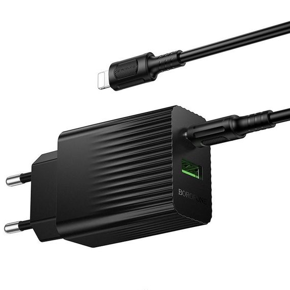 МЗП Borofone BAS76A Source PD30W+QC3.0 (1USB-A/1C) + кабель Type-C to Lightning Black | Зображення 3