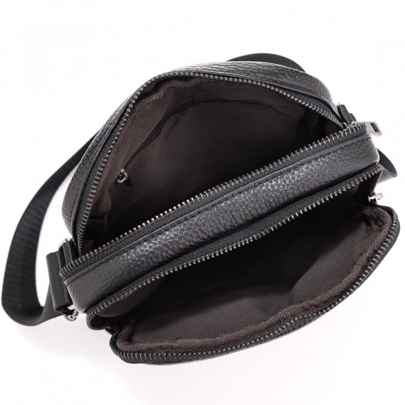 Шкіряна чоловіча сумка через плече чорна Tiding Bag 4134A | Зображення 7