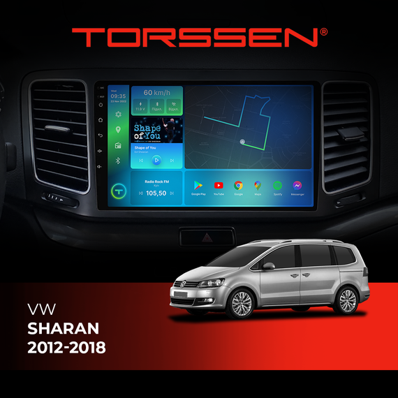 Штатна магнітола Torssen VW Sharan 12-18 FL9 4+64Gb 4G Carplay DSP