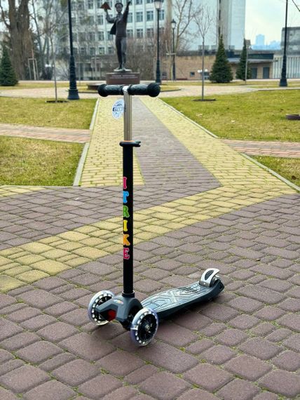 Самокат детский для мальчика iTrike JR 3-003 колеса светятся 3-5 лет черный | Зображення 1