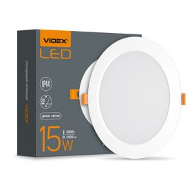 Світильник вбудований LED Videx Back 15W 5000K круглий VL-DLBR-155