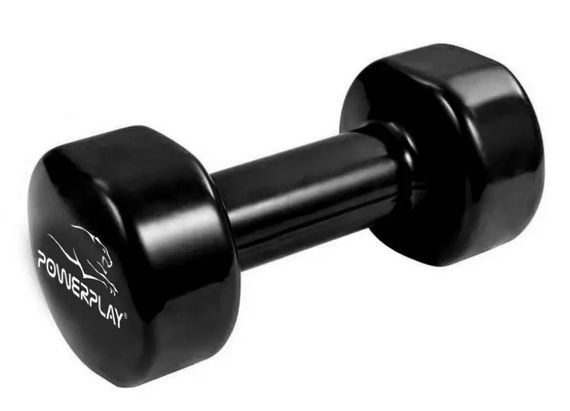 Гантелі вінілові PowerPlay 2 * 1 кг PP_4121 Чорні 2 шт + Гумка для фітнесу 7,5 кг (PP_4121_2*1kg) | Зображення 2