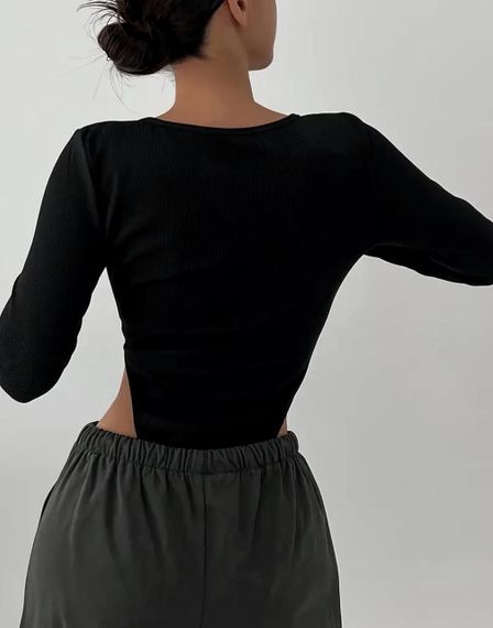 Жіноче боді з високим вирізами з боків мікродайвінг колір чорний, розмір 42/46 TS158 | Зображення 2