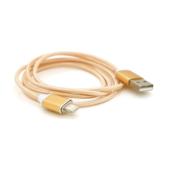 Магнітний кабель USB 2.0/Lighting, 1m, 2А, індикатор заряду, обплетення тканини, знімач, Gold, Blister ( під наконечник 1938 ) | Зображення 1