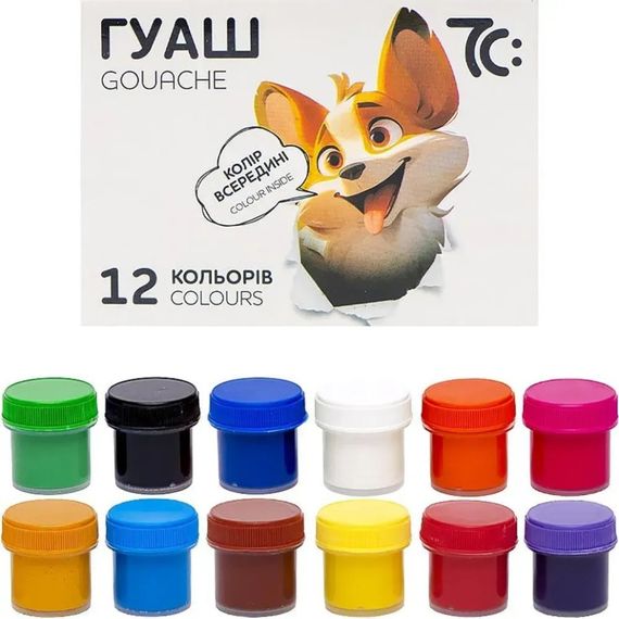 Детские гуашевые краски 7C21203, 12 цветов по 10 мл | Зображення 1