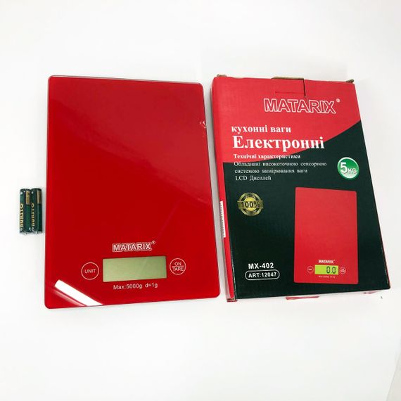 Ваги кухонні MATARIX MX-402 5 кг з дисплеєм, Ваги кухонні для продуктів домашні. Колір: червоний | Зображення 4