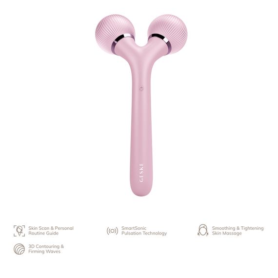 Електронний ультразвуковий ролик для обличчя та тіла GESKE Sonic Facial&Body Roller 4в1 pink | Зображення 1