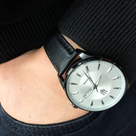 Годинник наручний чоловічий SKMEI 5702/2075BKSI, Класичний кварцовий чоловічий наручний годинник, Супер годинник | Зображення 1