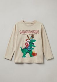Дитячий новорічний лонгслів для хлопчика Primark 104 см Кремовий (25101060A)