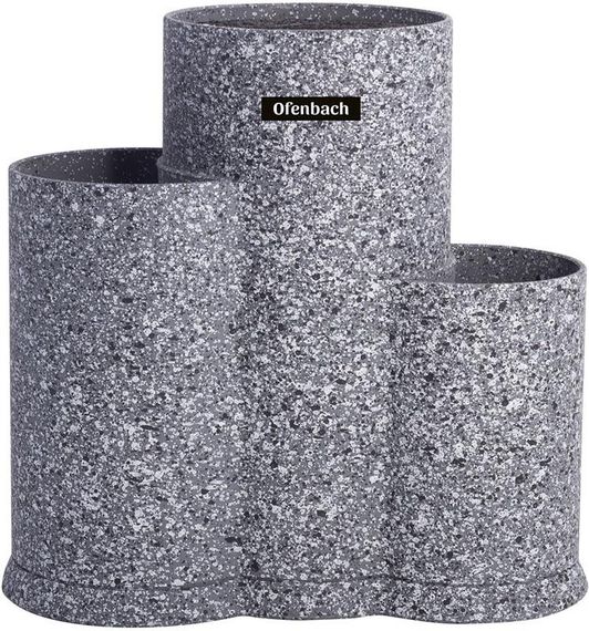 Підставка-колода Ofenbach Grey Marble для кухонних ножів 23х13х22см, потрійна кругла | Зображення 1