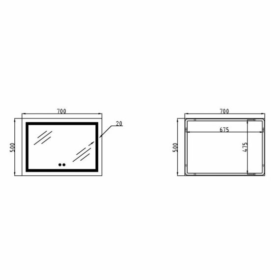 Дзеркало Qtap Mideya (DC-F613) 700х500 з LED-підсвічуванням Touch, з антизапотіванням, димером QT2078NCF7050W | Зображення 1