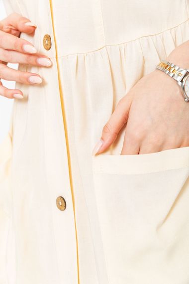 Сарафан повсякденний однотонний, колір світло-бежевий, 102R333 | Зображення 4