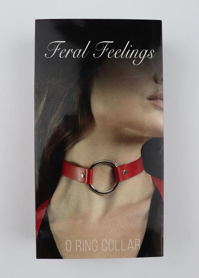 Чокер з кільцем Feral Feelings - O-Ring Collar червоний, натуральна шкіра sexstyle
