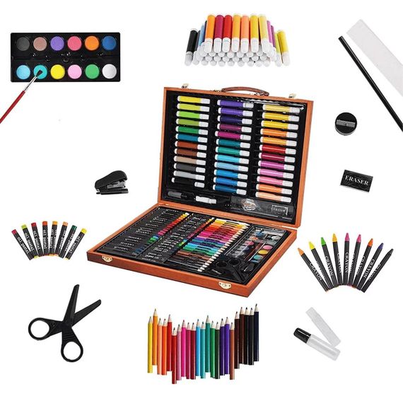 Детский набор для творчества на 150 предметов, в деревянном чемоданчике / Набор юного художника | Зображення 2