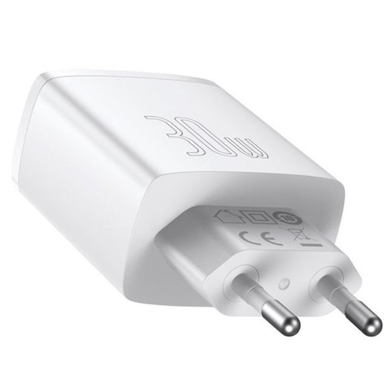 СЗУ Baseus Compact Quick Charger 30W QC+PD (2USB-A/1C) (CCXJ-E) Белый | Зображення 2