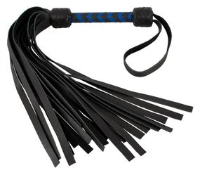 Флогер кожаный ZADO TOOLS Leather Flogger с плетенной ручкой, черно-синий Sex Aura