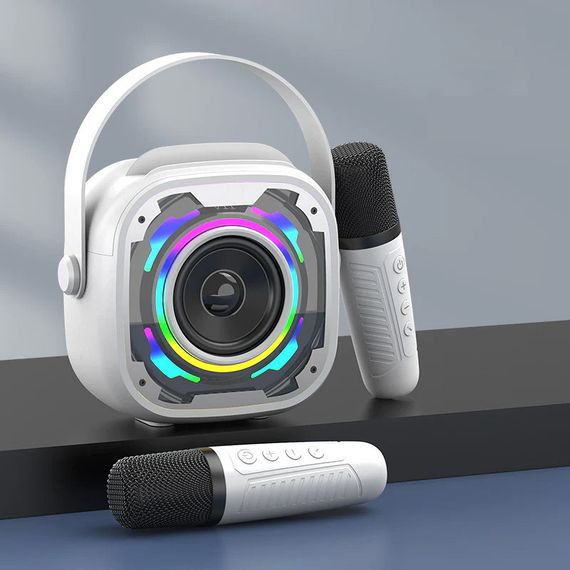 Bluetooth колонка V11 + 2 микрофона White | Зображення 2