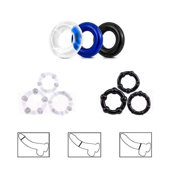 Набор эрекционных колец (3 шт) черный, синий | Зображення 2