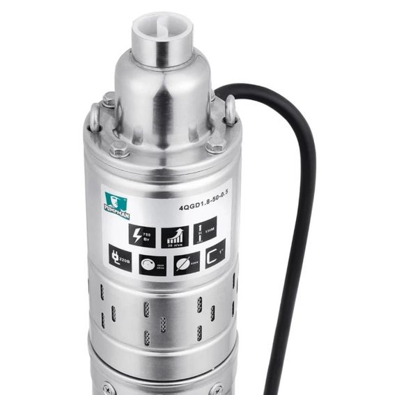 Насос глибинний вихровий Pumpman 4QGD1.8-50-0.55 кВт Нmax 130 м Qmax 1,8 куб.м 550 Вт (CV029778) | Зображення 3