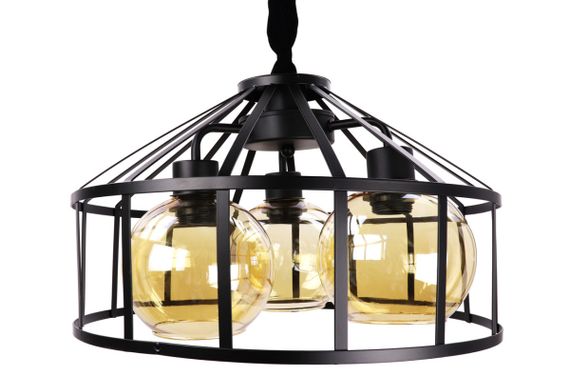Люстра підвісна LOFT на 3 лампочки 25037 Чорний 35-95х43х43 см. | Зображення 2