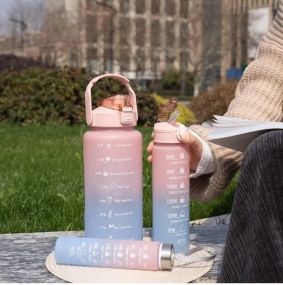Набір спортивних пляшок для води 0,5/1/2 л з маркером часу 3 в 1