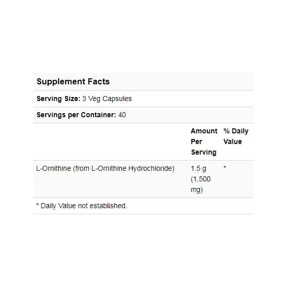 Орнітін NOW Foods L-Ornithine 500 mg 120 Veg Caps NF0122 | Зображення 2