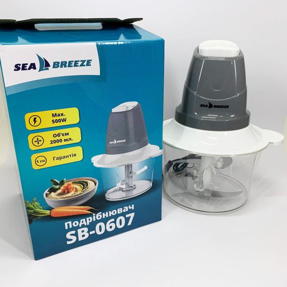 Подрібнювач чопер SeaBreeze SB-0607 електричний кухонний 500 Вт 2 л для овочів і м'яса | Зображення 2