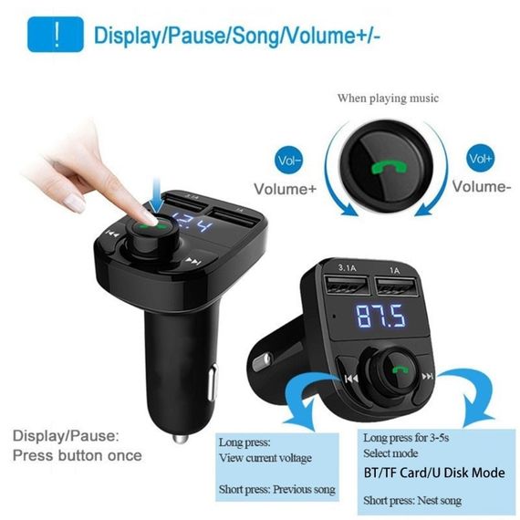 Автомобильный FM модулятор Multifunction Wireless Car MP3 Player X8 | Зображення 4