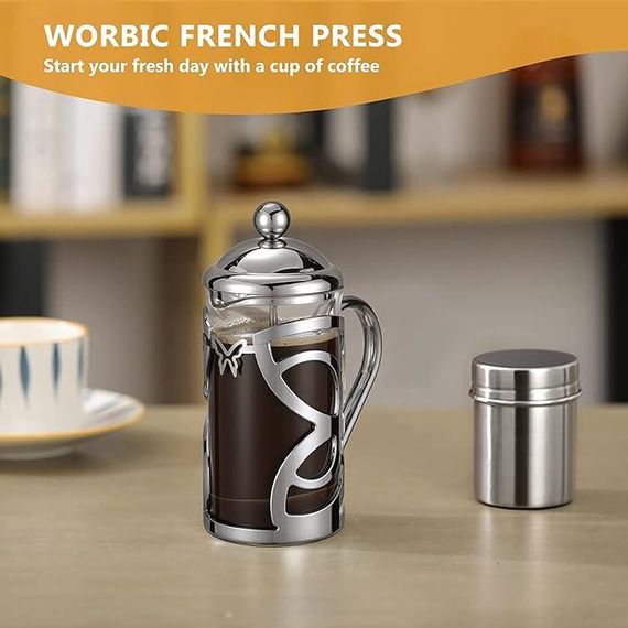 Френч прес із поршнем MeelioCafe French Press, 350 мл, 2 чашки, скляна кава-прес, | Зображення 5