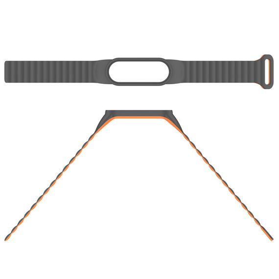 Ремінець Dual-color Magnetic для Xiaomi Mi Band 7/6/5/4/3 Gray / Orange | Зображення 3