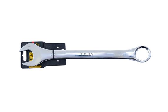 Ключ ріжково-накидний полірований CrV 30 мм СИЛА 2010801 | Зображення 1