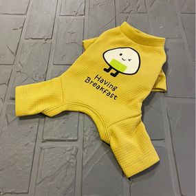 Вафельный костюм для собак Cheepet коллекция "Любимый Завтрак" Яичко на спинке, без резинок вокруг лап, желтый