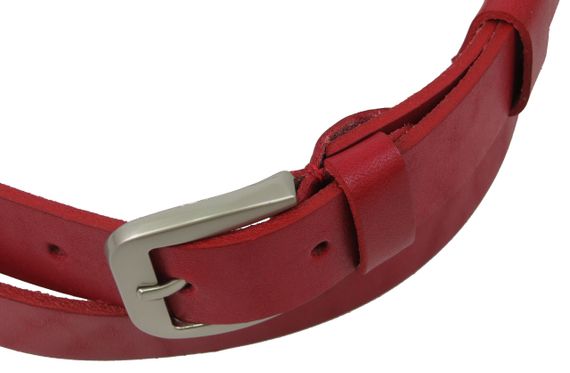 Женский ремень кожаный Skipper, Украина, красный 2,5 см 1353-25 | Зображення 3